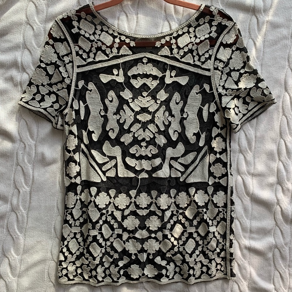 Mesh Embroidery Detail Top